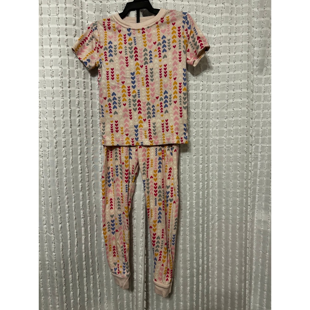 Wonder Nation Girls Pink Multi Color Heart Cotton Pajama Set 2pc Size 5T
